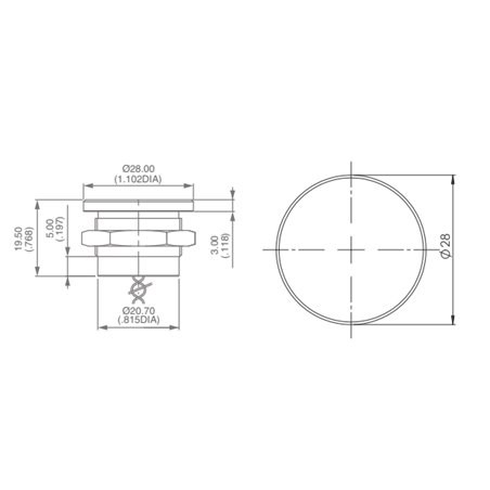 plan bouton piezo électrique en inox